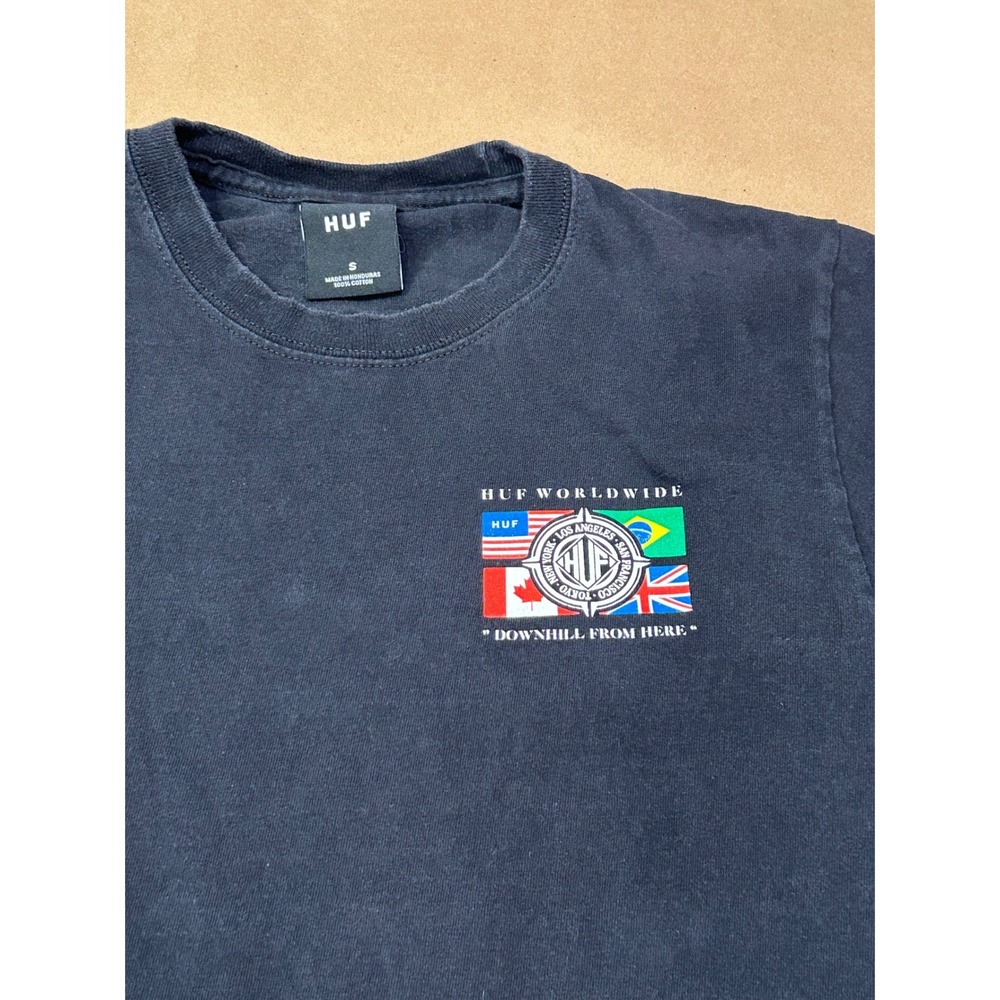 HUF Worldwide Black Downhill From Here T-Shirt Mens Small - Picture 3 of 7